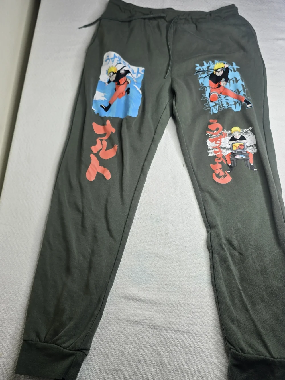 Naruto Shippuden Olive Green Hoodie & Jogger Sweatpants Set Size Medium Anime